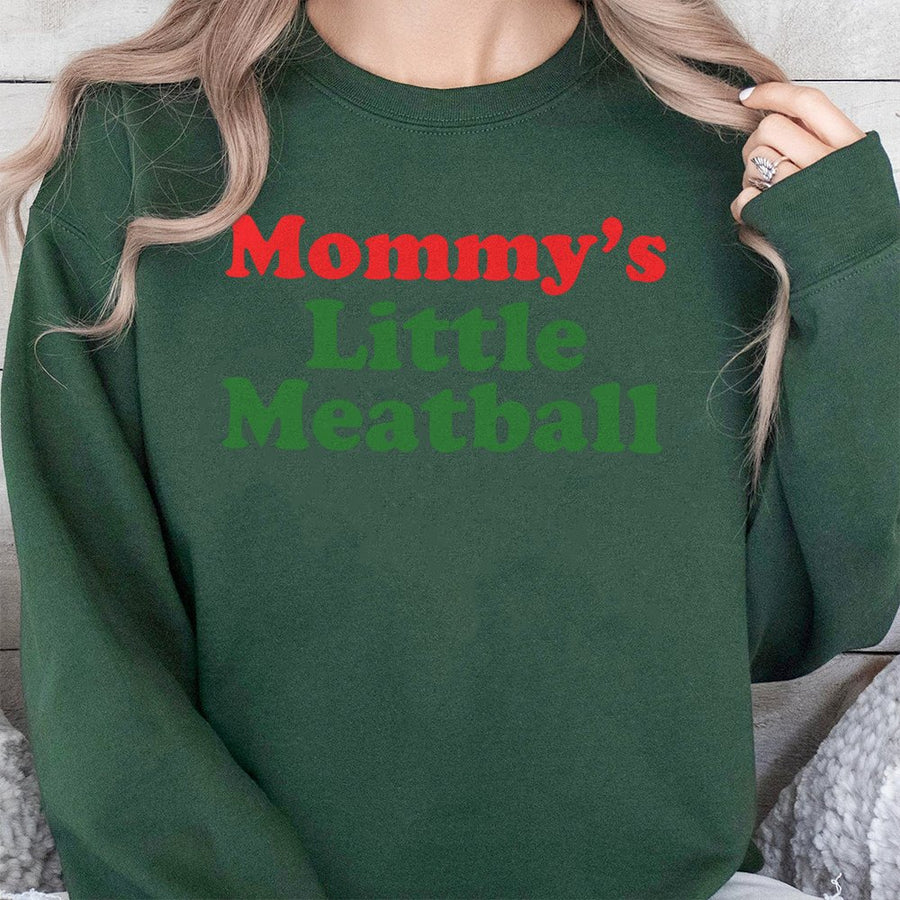 Mommy's Little Meatball Sweatshirt | Funny Italian Food Graphic Crewneck | Premium Cotton Blend Cozy Pullover | Unique Gift for Italian Mom
