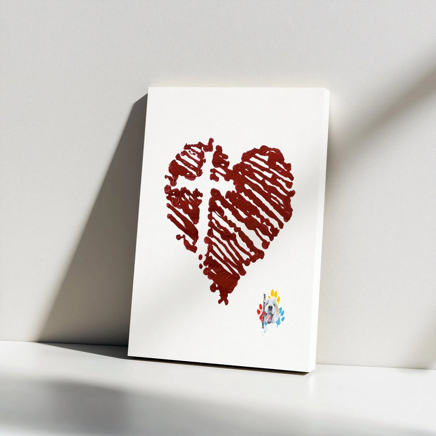 Christian Cross Heart Canvas Print | Red Texture Abstract Faith Wall Art | Premium Gallery Wrapped Canvas | Religious Gift for Home Office Decor