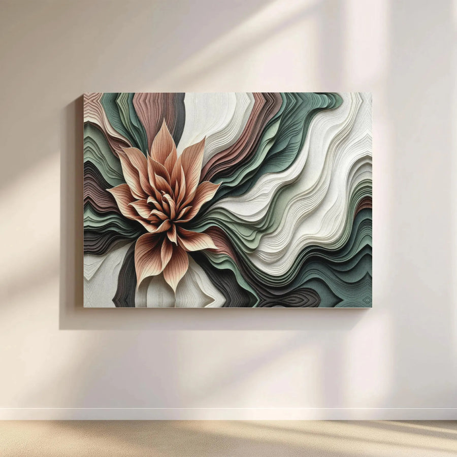 Abstract 3D Flower Canvas Art | Topographic Wave Wall Decor | Premium Fade-Resistant Gallery Print | Modern Home & Office Interior Accent