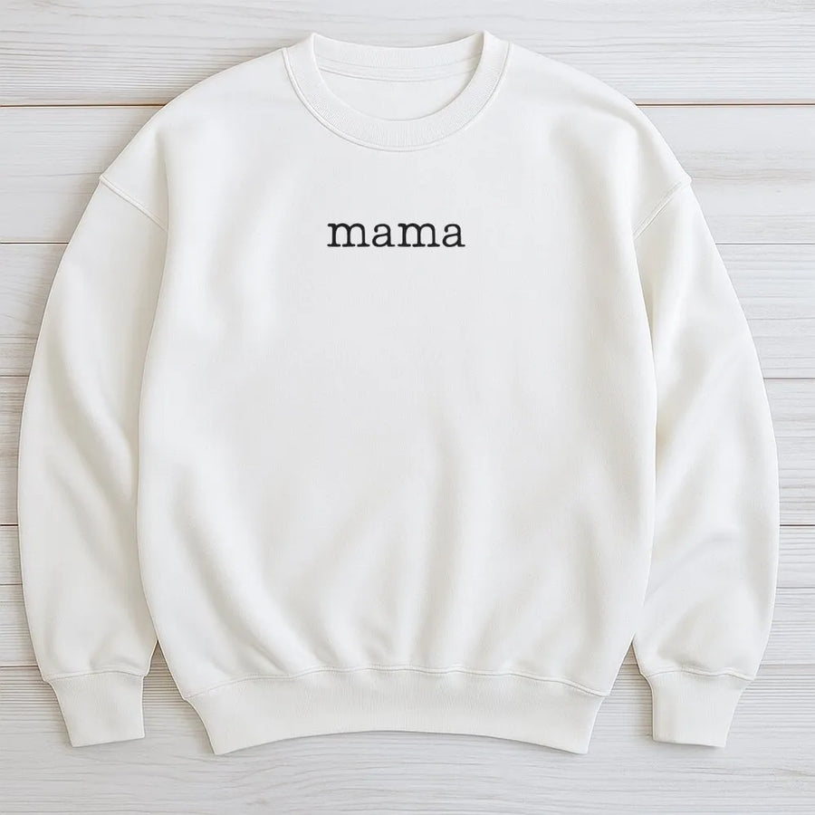 Mama Sweatshirt | Minimalist Embroidered Look Text | Soft Cotton Blend | New Mom Gift, Baby Announcement Sweater for Women