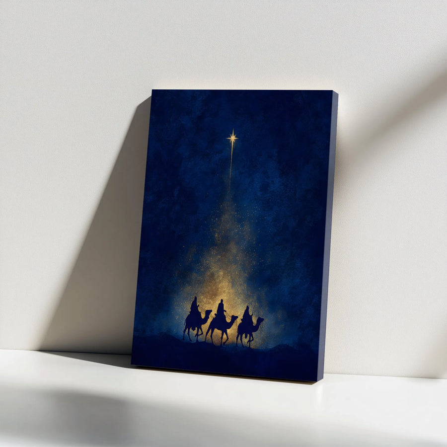 Three Wise Men Canvas Art | Nativity Star of Bethlehem Wall Decor | Gallery Wrapped Premium Canvas | Religious Christmas Holiday Home Gift