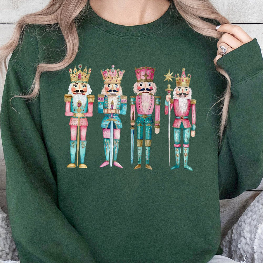 Nutcracker Christmas Sweatshirt | Watercolor Holiday Nutcrackers Design | Premium Cotton Blend | Festive Women Winter Gift