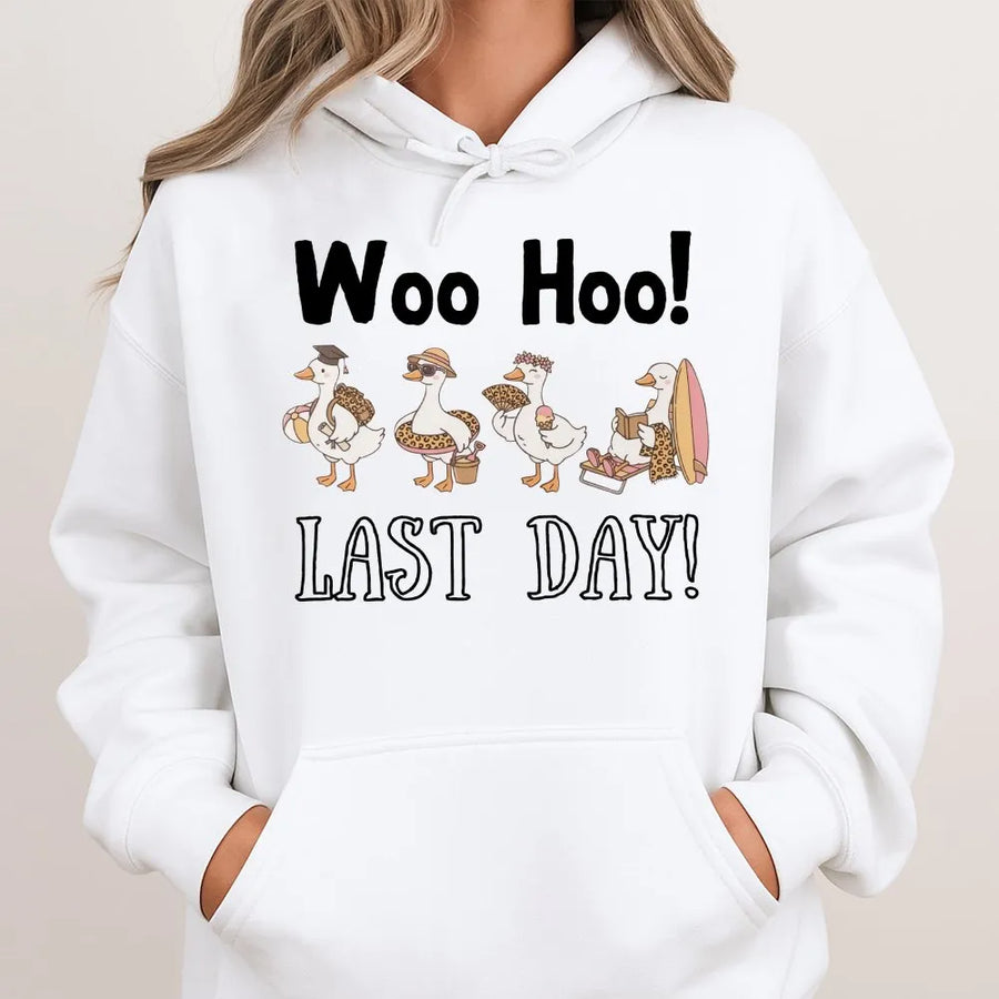 Last Day of School Hoodie | Funny Woo Hoo Goose Graphic Tee | Premium Cotton Comfort Colors Shirt | Student Teacher Graduation Gift