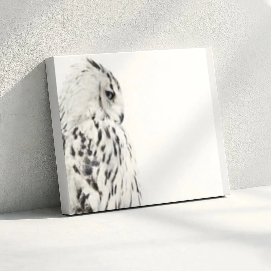 Snowy Owl Canvas Wall Art | Minimalist Black and White Bird Portrait | Premium Gallery Wrap | Modern Home & Office Decor Gift