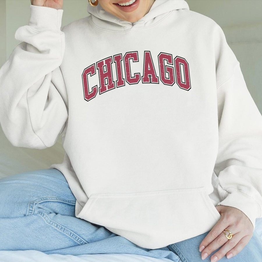 Chicago Hoodie | Vintage Arch Logo Graphic | Premium Cotton Blend | Unisex Comfort Gift for Chicago Lovers