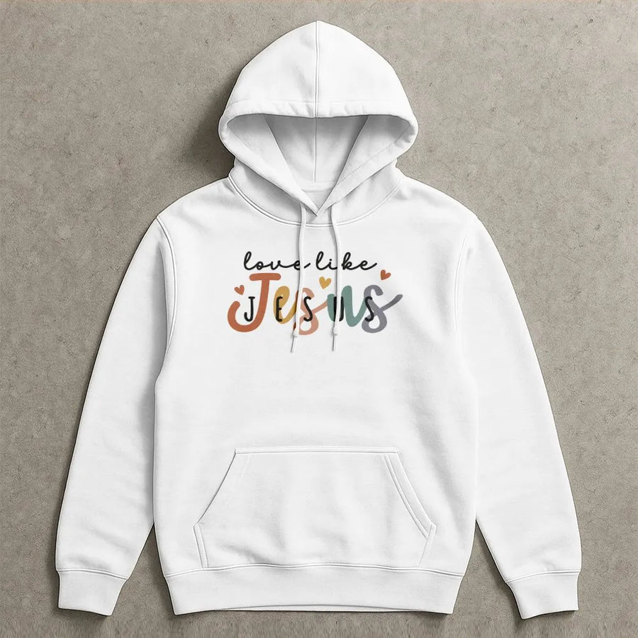 Love Like Jesus Hoodie | Retro Colorful Christian Apparel | Premium Soft Cotton Blend | Religious Faith Gift For Women And Men