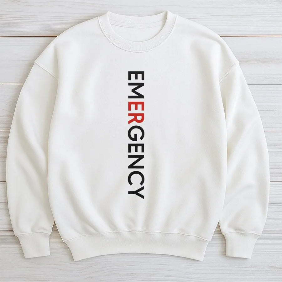 ER Nurse Sweatshirt | Minimalist Emergency Room Graphic Tee | Soft Cotton Apparel | Gift for Emergency Department Staff