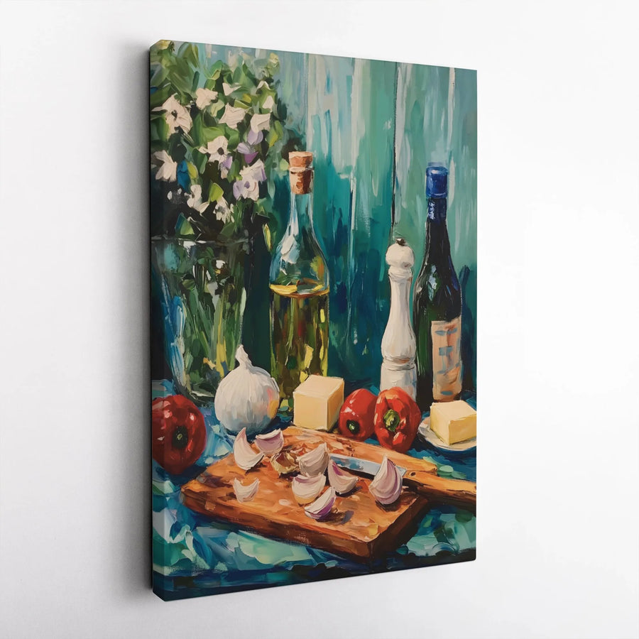 Kitchen Still Life Wall Art | Mediterranean Oil Painting Print | Gallery-Quality 1.25" Canvas | Culinary Decor for Home and Dining Room