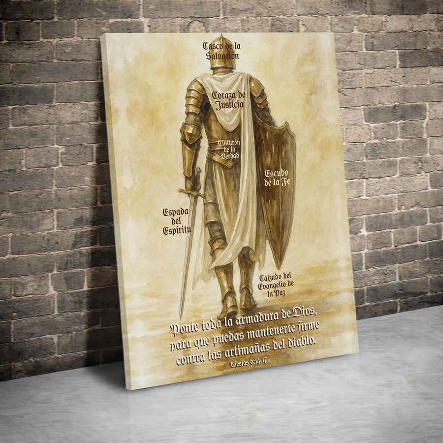 Armadura De Dios Canvas Art | Ephesians 6:14-17 Bible Verse Wall Decor | Premium Gallery Wrap Religious Print | Spiritual Christian Home Gift