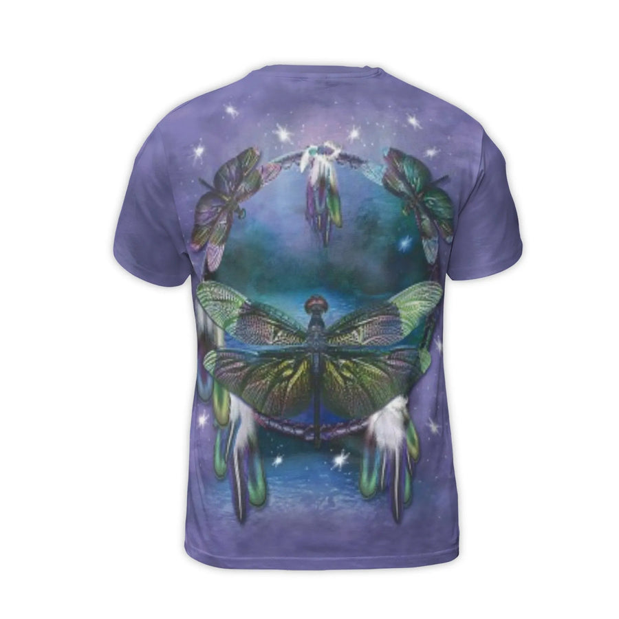 Dragonfly Dreamcatcher T-Shirt | Starry Night Boho Graphic Tee | Premium Soft Stretch Polyester | Unique Spiritual Nature Lover Gift