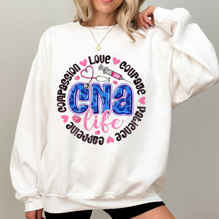 CNA Sweatshirt | Certified Nursing Assistant Medical Graphic | Premium Cotton Blend Crewneck | Graduation Gift for Nurse Students and Professionals