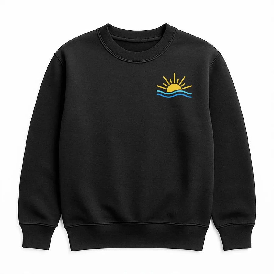 Summer Beach Sweatshirt | Minimalist Sun and Wave Graphic | Premium Soft Cotton Blend | Cozy Vacation Crewneck Gift for Her