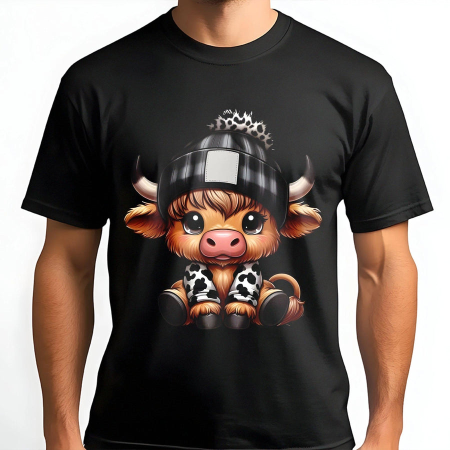 Highland Cow T-Shirt | Cute Farm Animal Graphic Tee | Premium 100% Cotton Apparel | Western Style Gift for Cowgirl Lovers