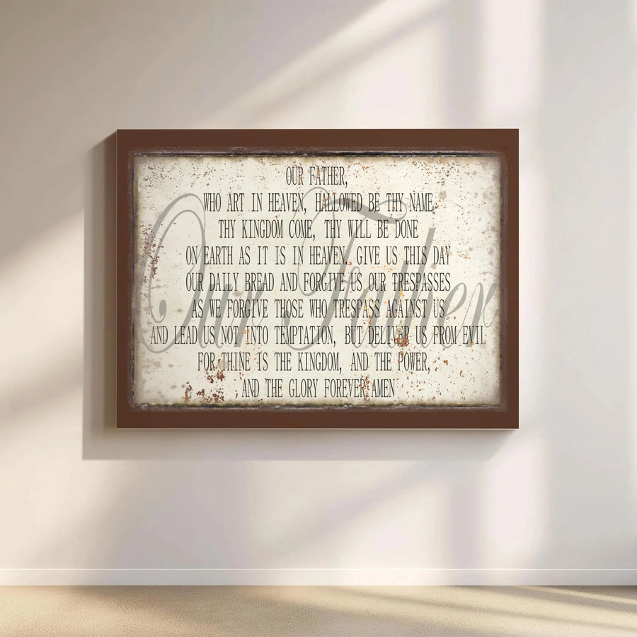 The Lord's Prayer Canvas Print | Rustic Farmhouse Wall Art | Gallery Wrapped Religious Decor | Christian Gift for Home & Office