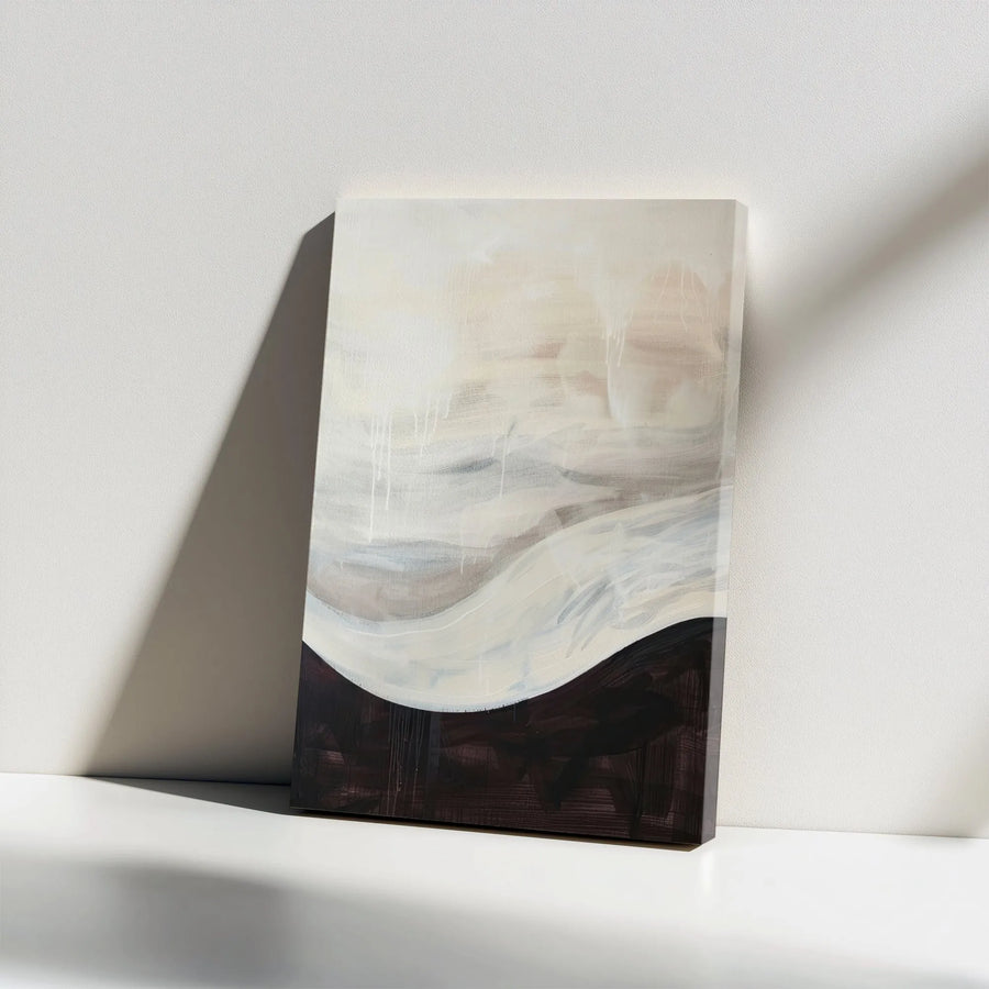 Abstract Canvas Wall Art | Neutral Rolling Waves Minimalist Print | Premium Gallery Wrap Decor | Modern Living Room Home Office Wall Hanging