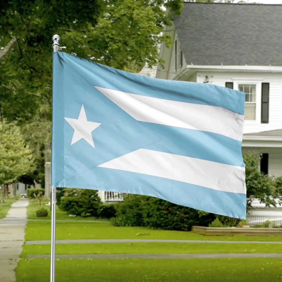 Puerto Rican Flag House Flag | Historic Light Blue Monoestelar Design | Weather-Resistant Polyester | Boricua Pride Outdoor Decor Gift for Home