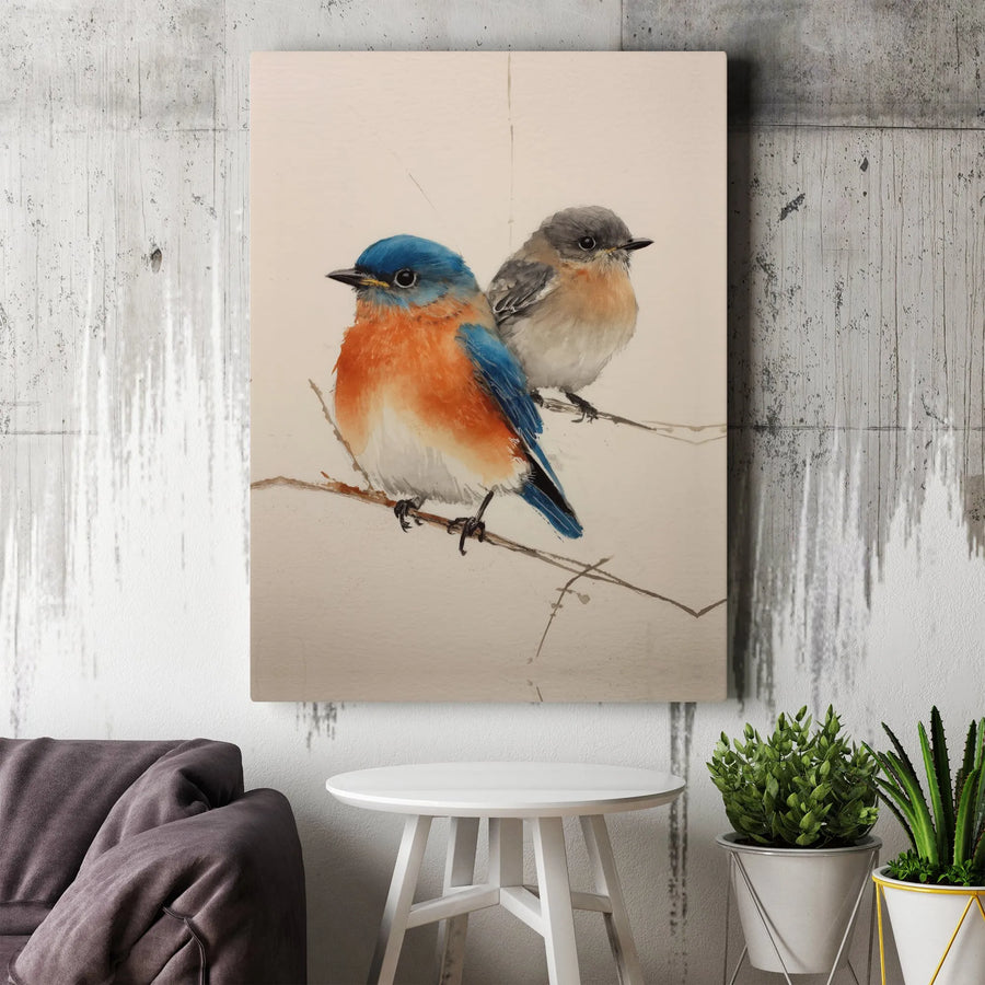 Bluebird Canvas Wall Art | Watercolor Bird Painting | Premium Framed Canvas | Gift for Bird Watcher & Nature Lover Home Decor