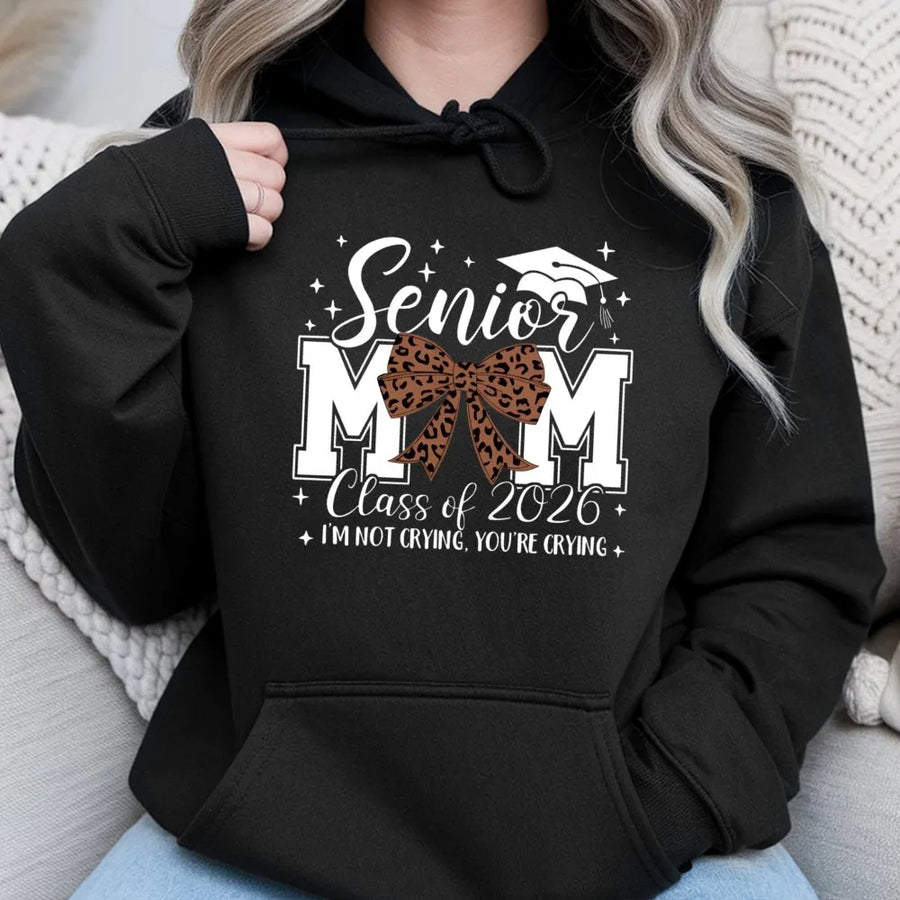 Senior Mom 2026 Hoodie | Leopard Bow Graduation Gift | Premium Unisex Sweatshirt | Proud Class Of 2026 Mama Shirt