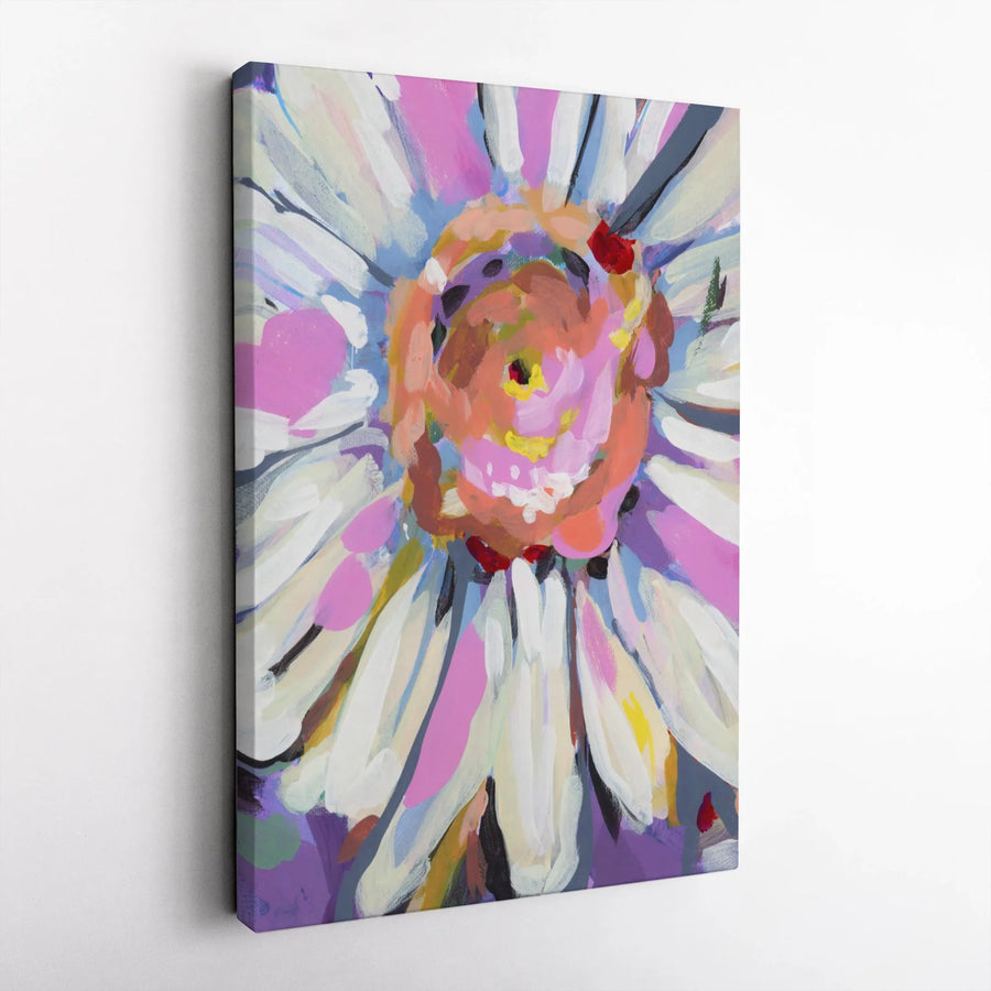 Abstract Flower Canvas Wall Art | Colorful Floral Impressionist Painting | 1.25 Inch Premium Gallery Wrap | Modern Home Office Decor Gift