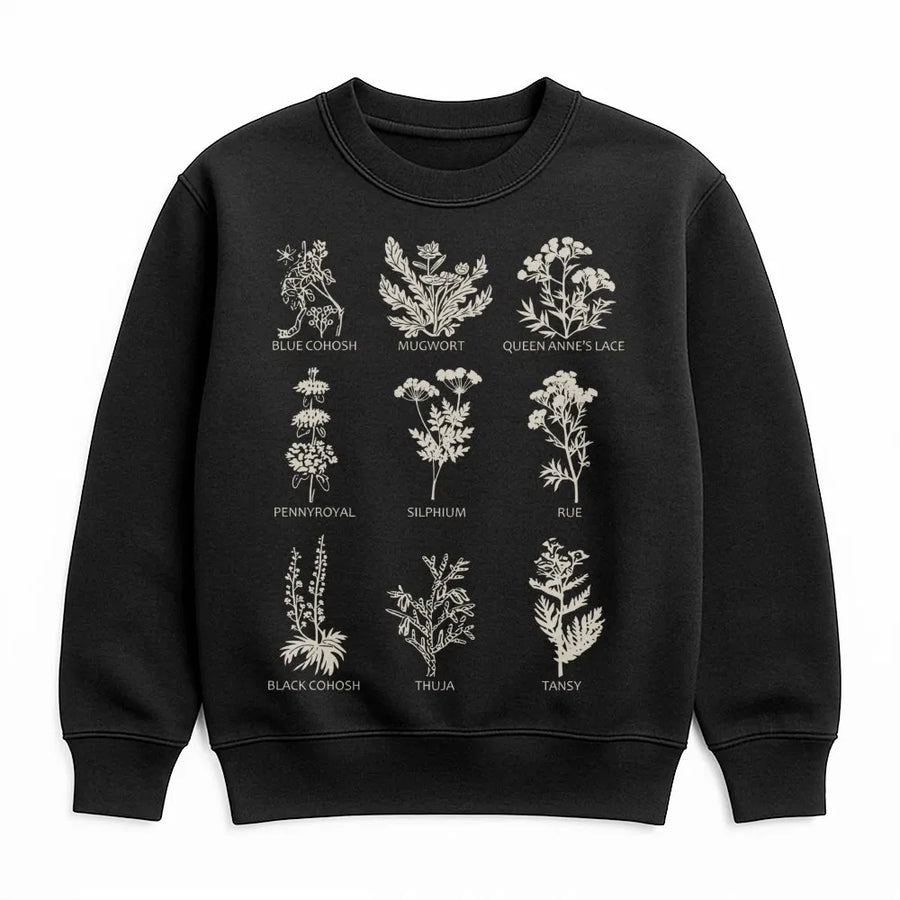 Botanical History Sweatshirt | Feminist Herb Illustration | Premium Soft Cotton Blend | Pro Choice Reproductive Rights Gift
