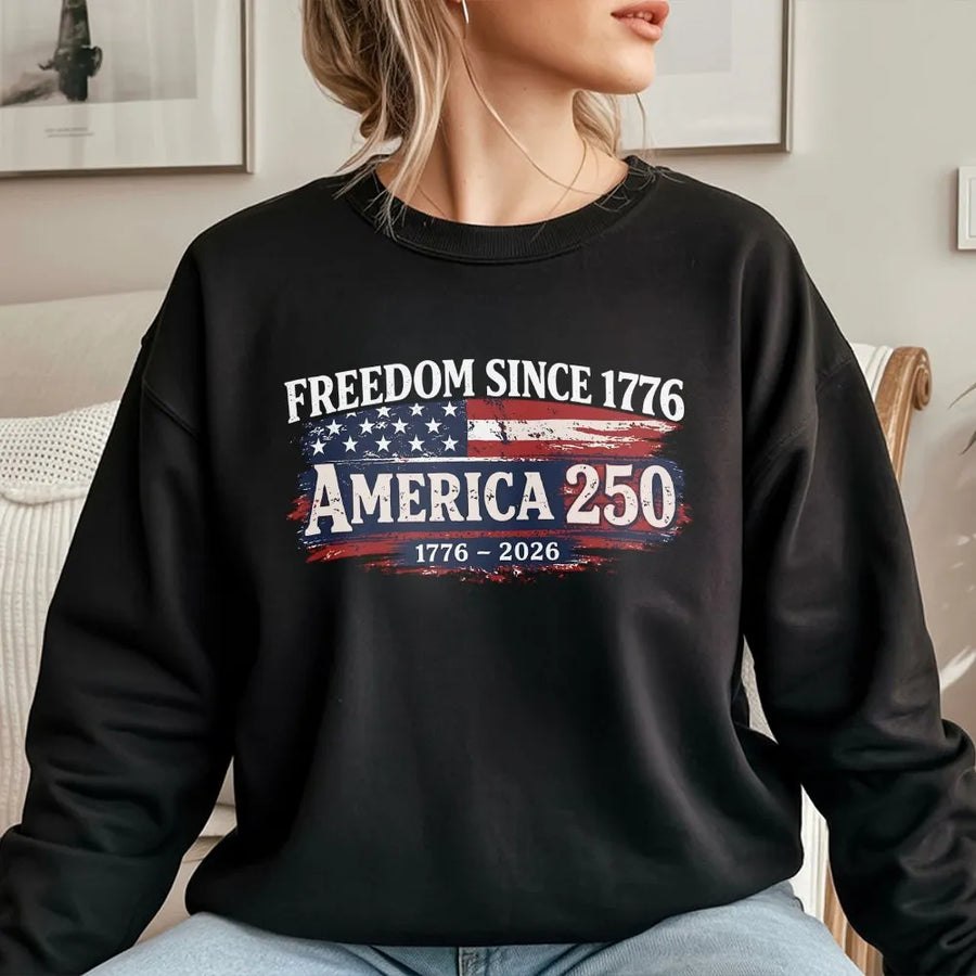 America 250 Sweatshirt | Semiquincentennial 1776-2026 Graphic | Soft Cotton-Polyester Blend | Patriotic Anniversary Gift for Men and Women