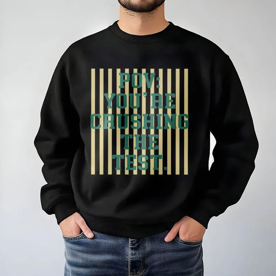 Rock The Test Sweatshirt | Retro Y2K Motivational Quote | Premium Cotton Blend | Funny Gift for Teachers and Students