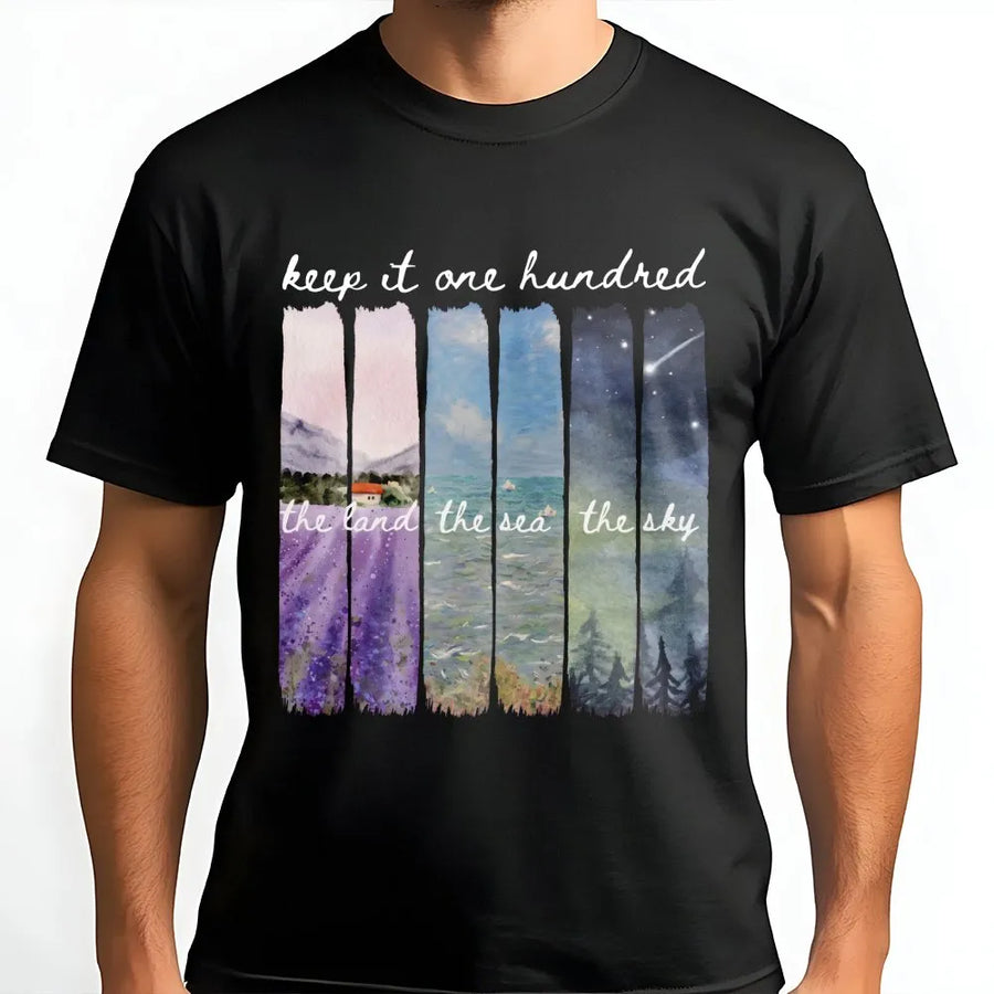 Land Sea Sky T-Shirt | Abstract Nature Graphic Tee | 100% Soft Cotton Premium Quality | Unisex Casual Apparel Gift For Nature Lovers