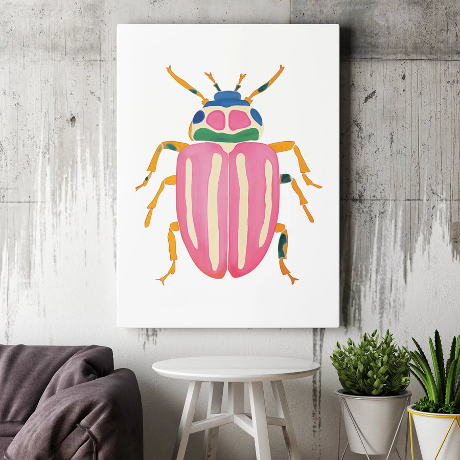 Colorful Beetle Wall Art | Modern Insect Nature Illustration | Premium 1.25-Inch Canvas Print | Gallery Quality Gift for Entomology Enthusiasts