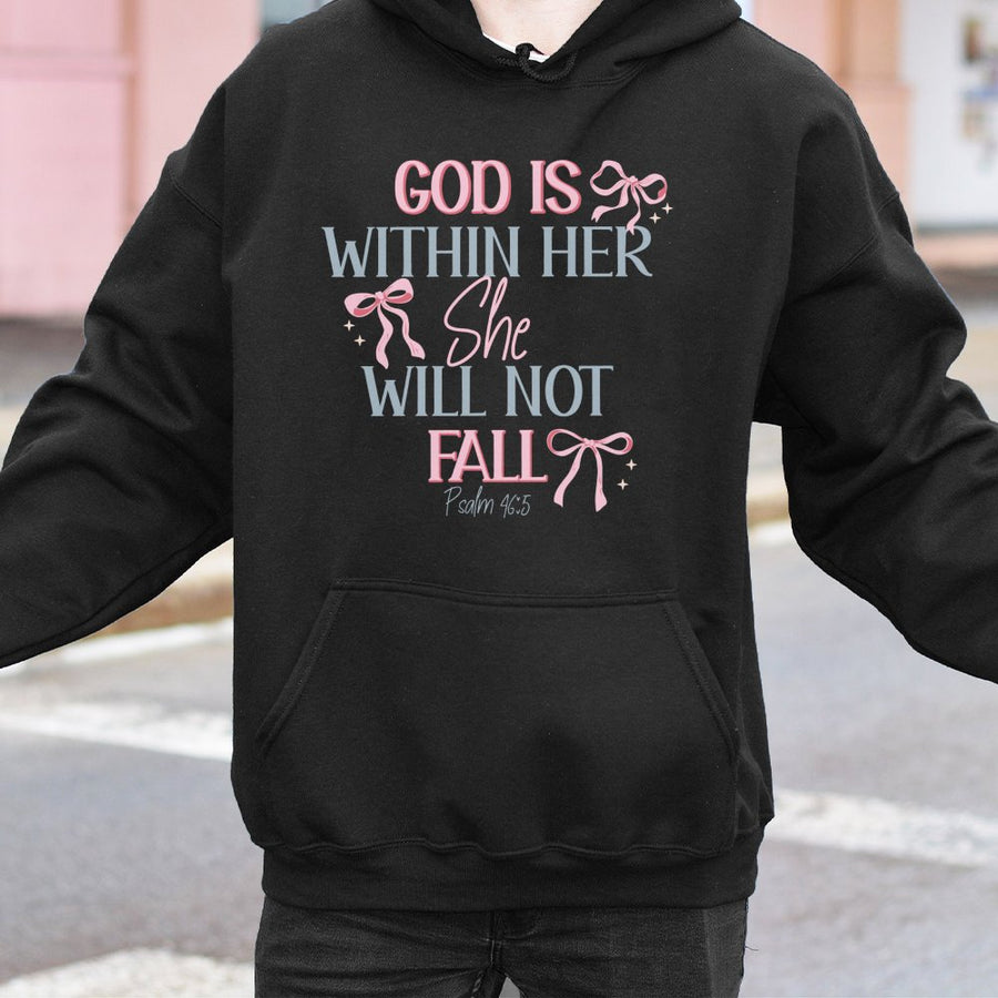 God Is Within Her Hoodie | Psalm 46:5 Bible Verse Aesthetic | Premium Cotton Blend Sweatshirt | Christian Gift for Women and Girls