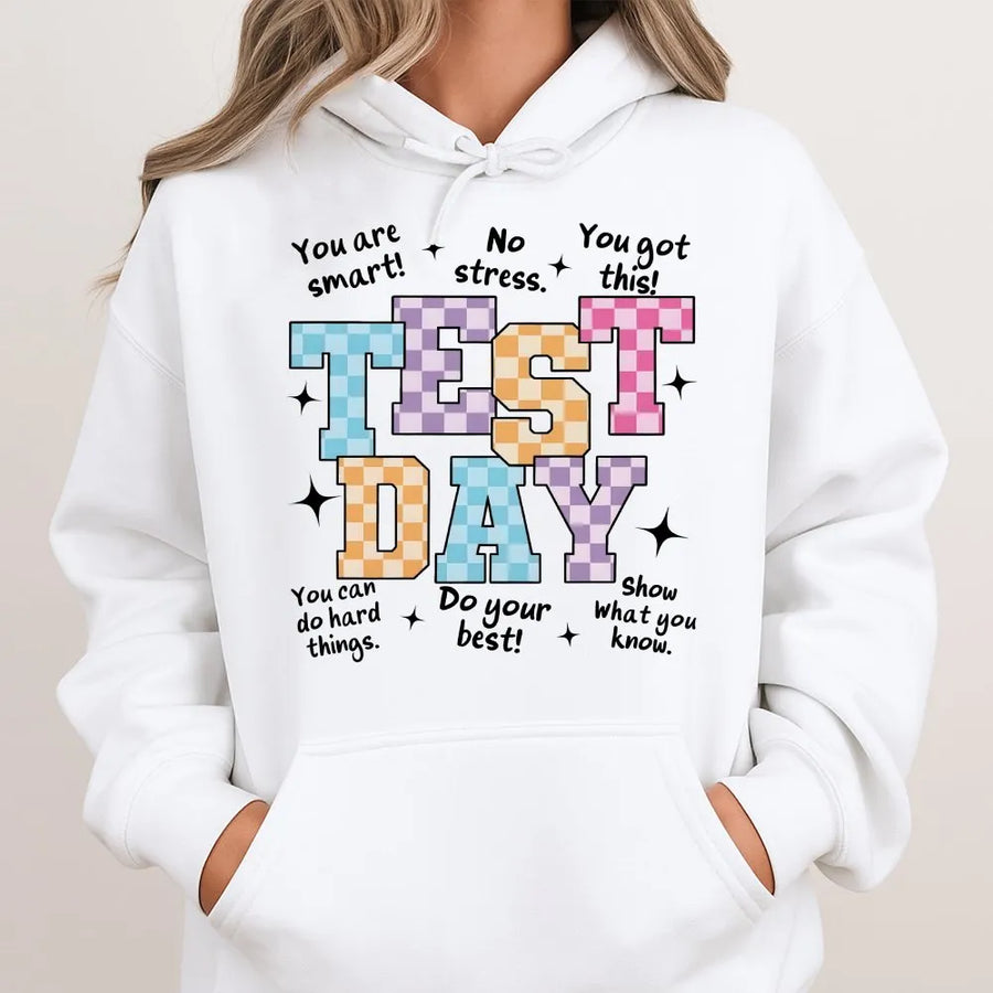 Test Day Hoodie | Retro Motivational Quote | Cozy Crewneck | Teacher Testing Week Gift