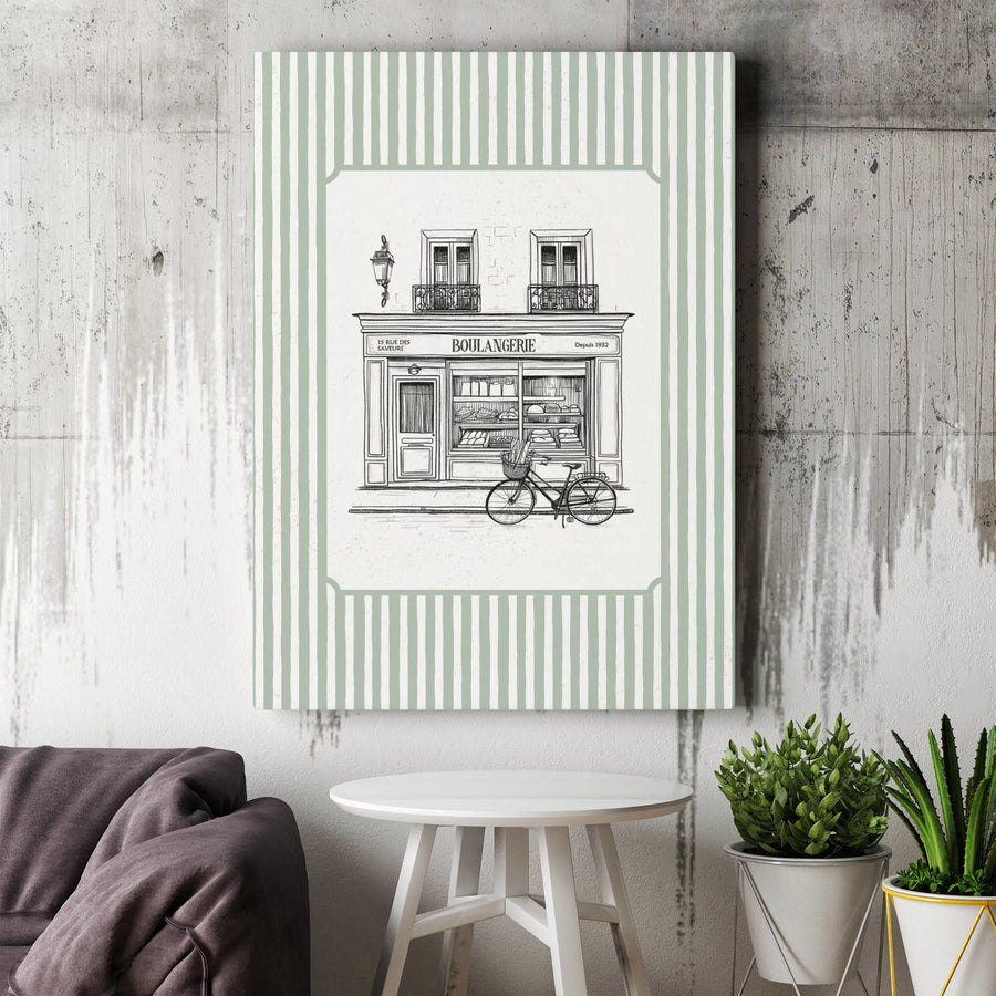French Bakery Canvas Print | Vintage Boulangerie Sketch Illustration | Premium Gallery Wrapped Art | Cafe Aesthetic Kitchen Decor