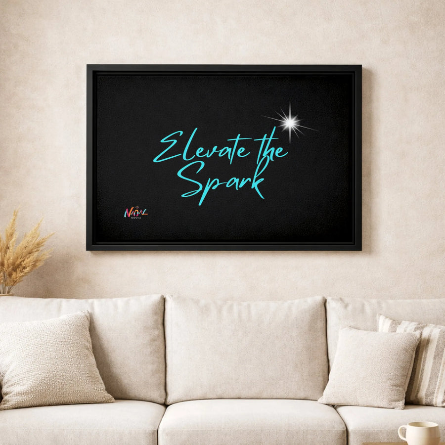 Elevate The Spark Canvas Wall Art | Minimalist Typography Star Design | 1.25 Inch Gallery Wrap | Motivational Office Decor Gift