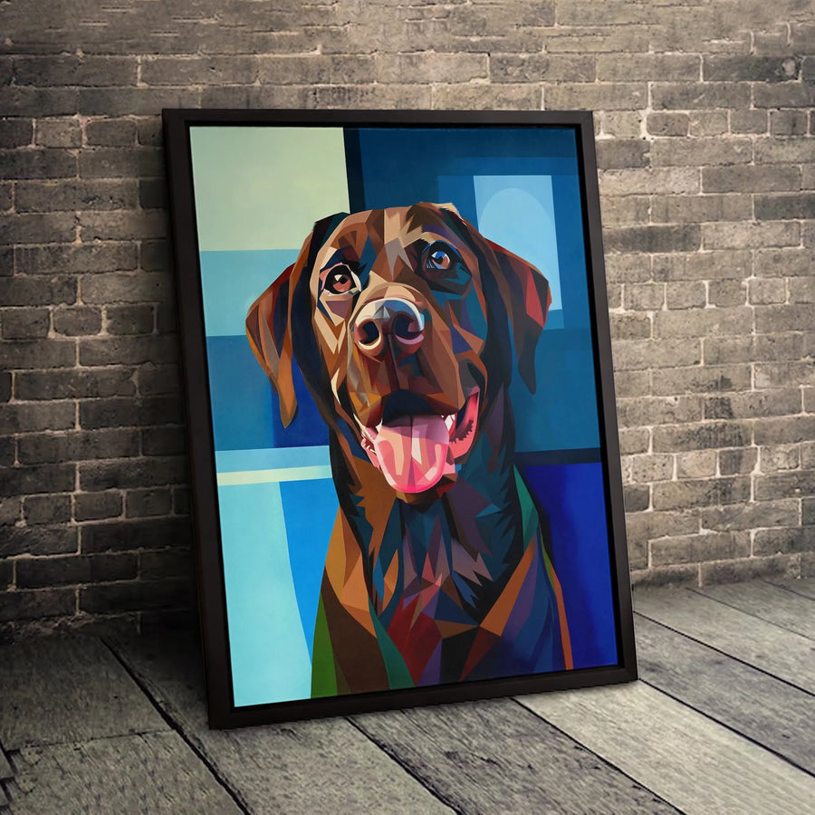 Chocolate Labrador Retriever Canvas Print | Geometric Pop Art Dog Wall Decor | Premium Fade-Resistant 1.25" Profile | Gift for Dog Lovers