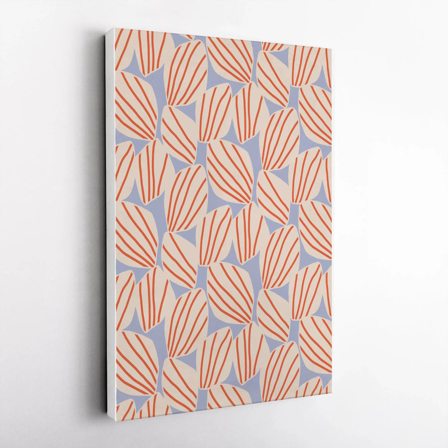 Abstract Striped Leaf Vertical Canvas | Retro Geometric Pattern Wall Art | Premium Thick Gallery Canvas | Modern Minimalist Home Decor Gift
