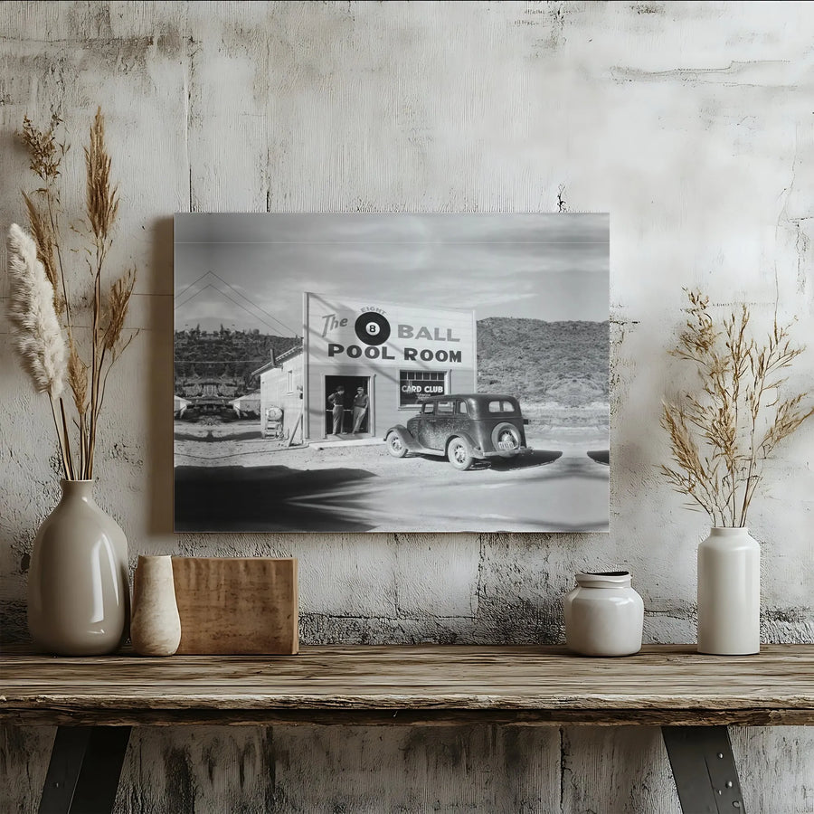 Vintage Pool Hall Wall Art | 1930s Classic Car Photography | Premium Gallery Wrapped Canvas | Retro Americana Decor Gift for Pool Players