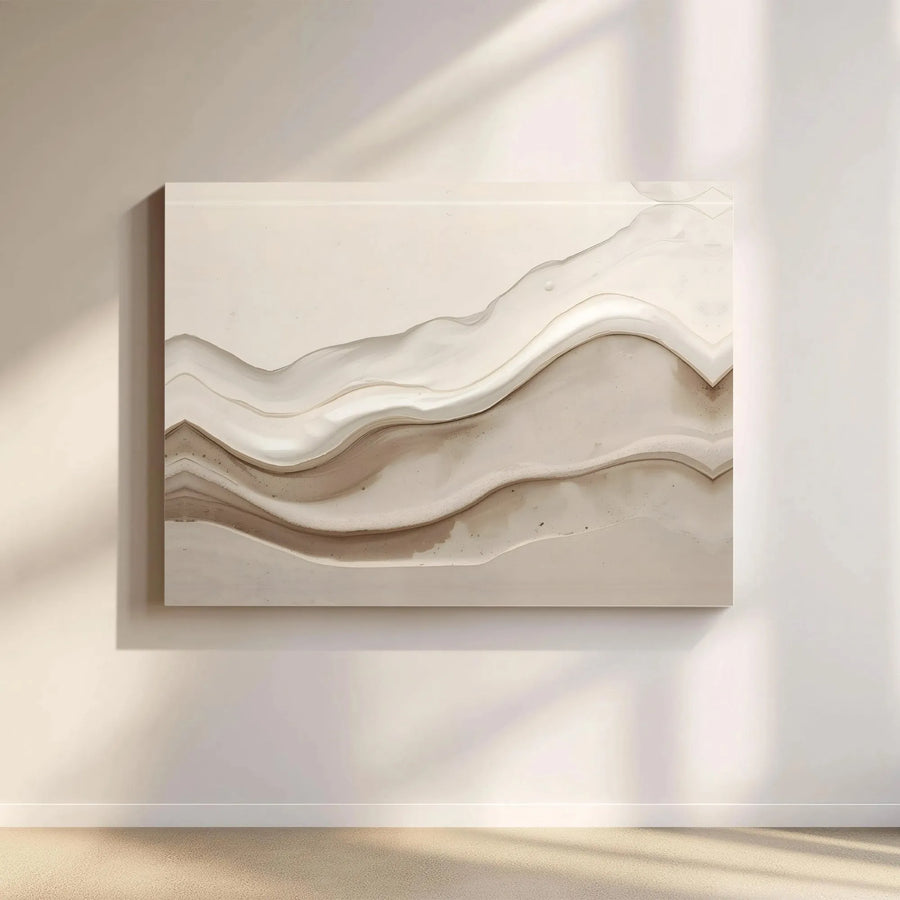 Abstract Canvas Wall Art | Neutral Tones 3D Effect Print | Premium Fade-Resistant Canvas | Modern Living Room Decor