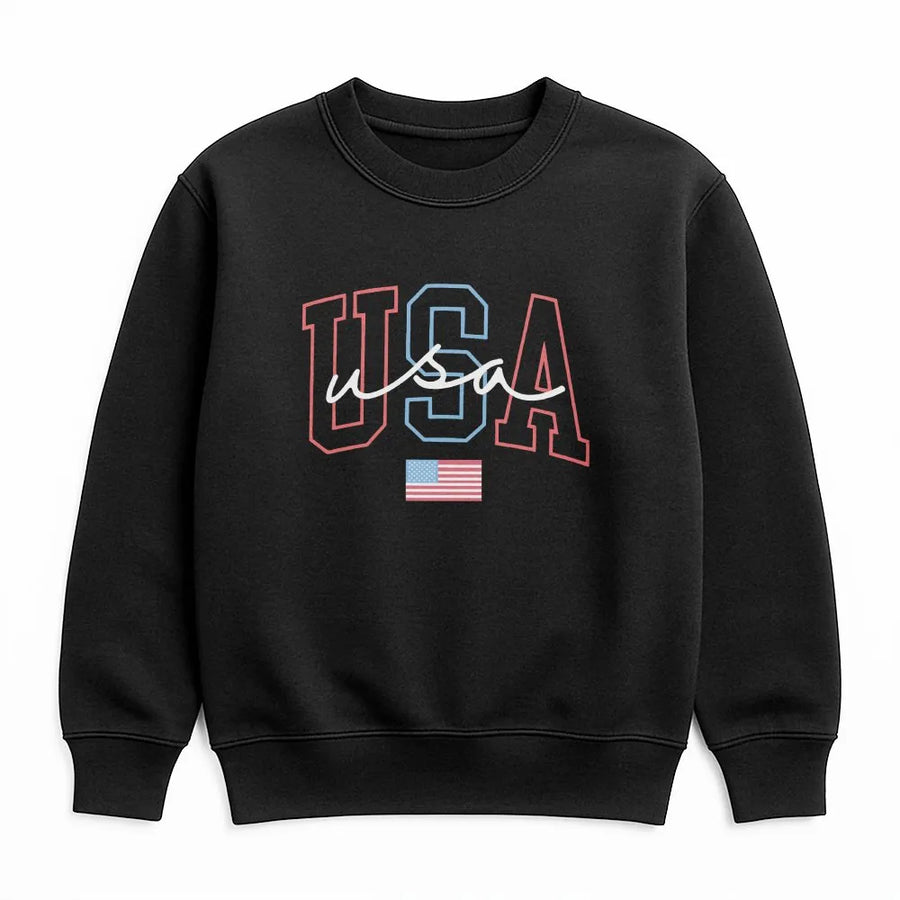 Patriotic USA Sweatshirt | American Flag Graphic Sweatshirt | Premium Cotton Blend | Unisex 4th of July Gift
