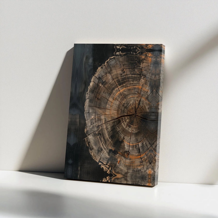 Tree Ring Canvas Wall Art | Rustic Tree Stump Cross Section Print | Premium Frameless Gallery Canvas | Modern Farmhouse & Cabin Decor Gift