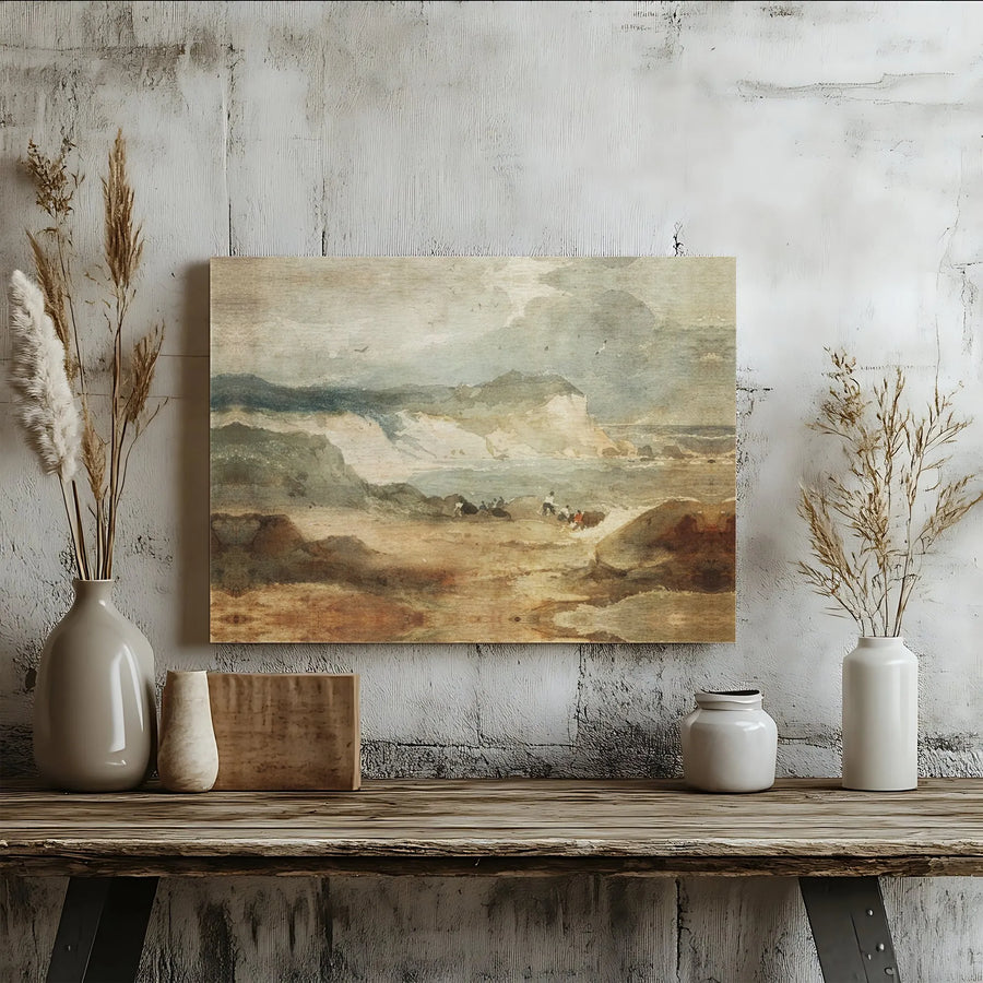 Vintage Seascape Canvas Art | Moody Coastal Painting Print | Premium 1.25" Stretched Canvas | Nautical Wall Decor Gift