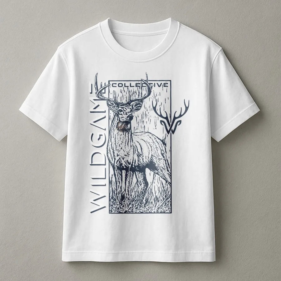 Deer Hunting T-Shirt | Vintage Buck Sketch Graphic with Antlers | Premium Cotton Blend | Gift for Hunter and Outdoorsman