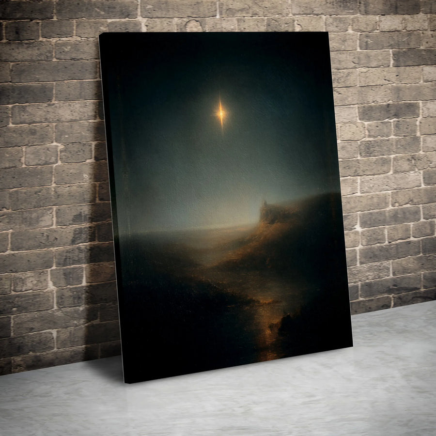 Star of Bethlehem Wall Art | Moody Night Landscape Canvas Print | Premium Gallery-Wrapped Decor | Christian Religious Home Gift