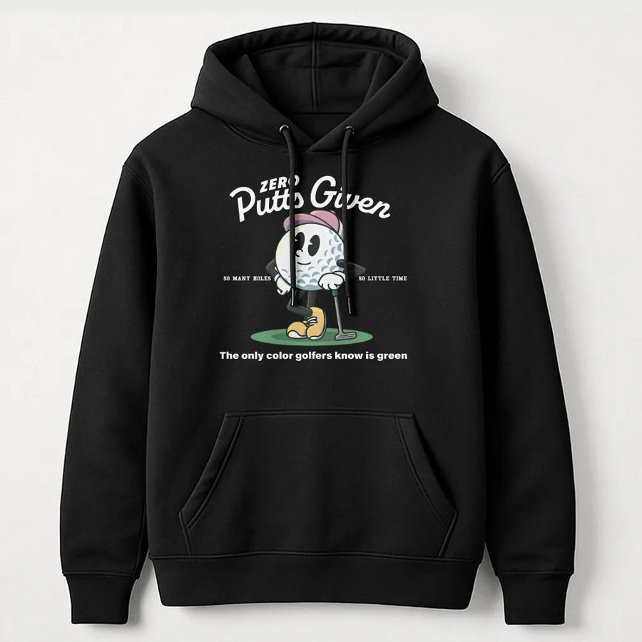 Funny Golf Hoodie | Zero Putts Given Retro Graphic | Premium Cotton Blend | Unisex Gift for Golfer