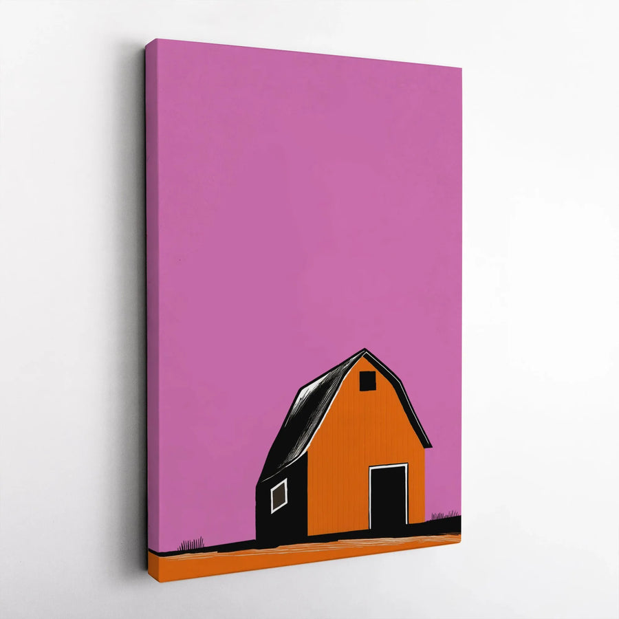 Modern Minimalist Barn Canvas Art | Abstract Farmhouse Wall Decor | Premium 1.25 Inch Gallery Wrap | Unique Colorful Home Gift