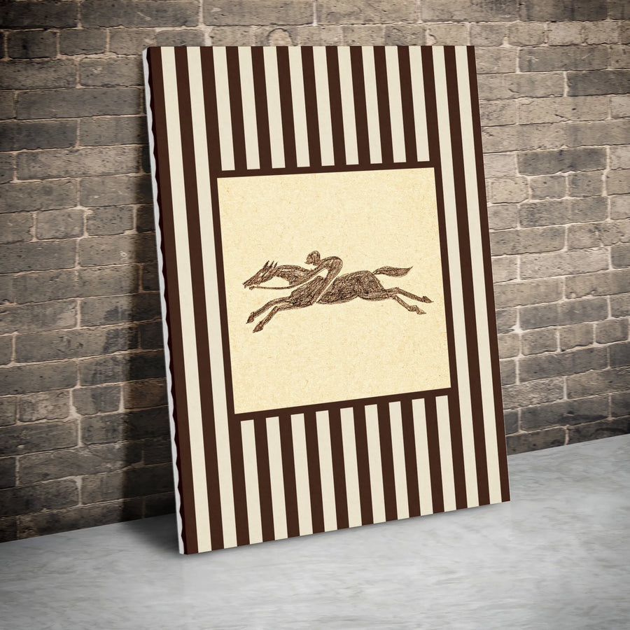 Equestrian Horse Racing Canvas | Vintage Jockey Sketch Wall Art | Premium Gallery-Wrapped Print | Classic Home Decor Gift for Horse Lovers