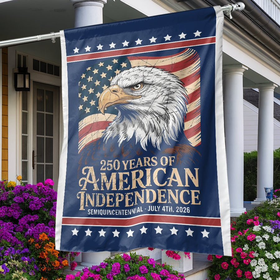 250 Years American Independence Garden Flag | Semiquincentennial Bald Eagle Design | Weather-Resistant Premium Polyester | Patriotic 2026 Celebration Gift