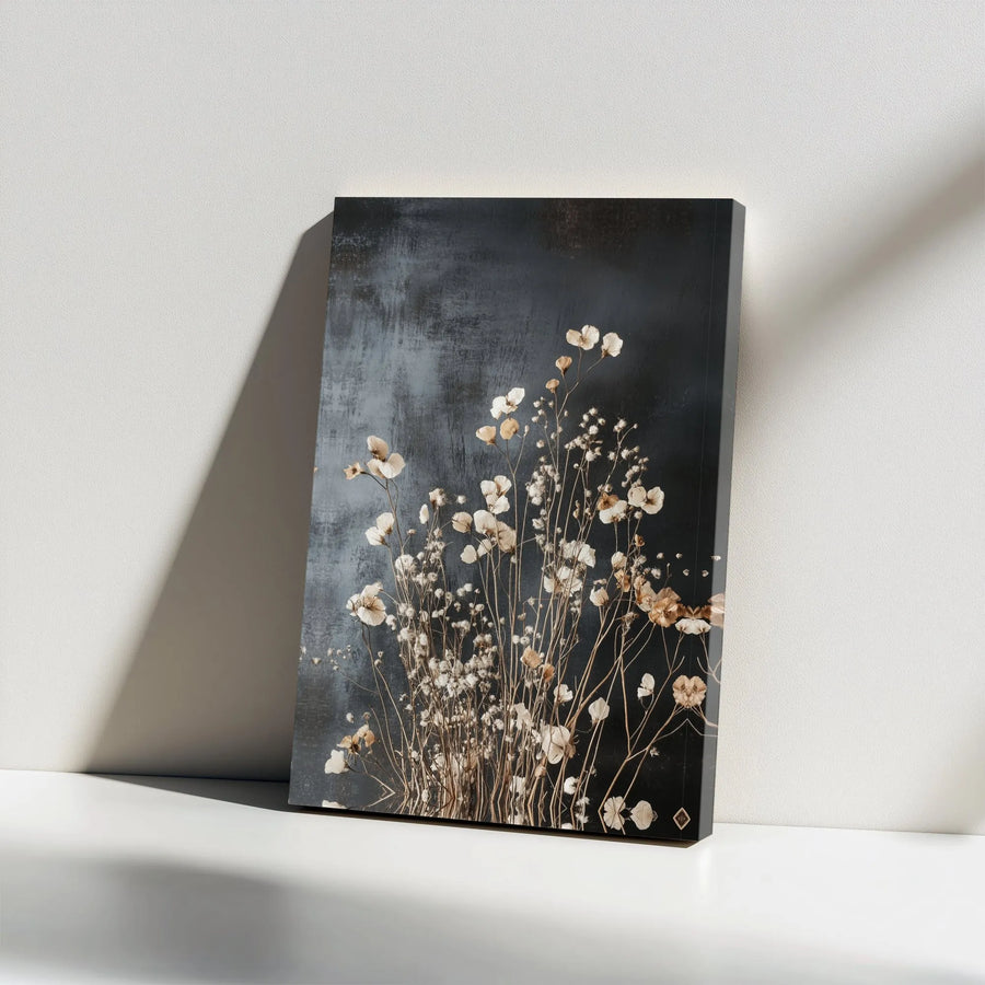 Moody Floral Canvas Print | Dried Wildflowers on Textured Background | Premium Gallery Wrapped Canvas | Rustic Farmhouse Wall Decor Gift