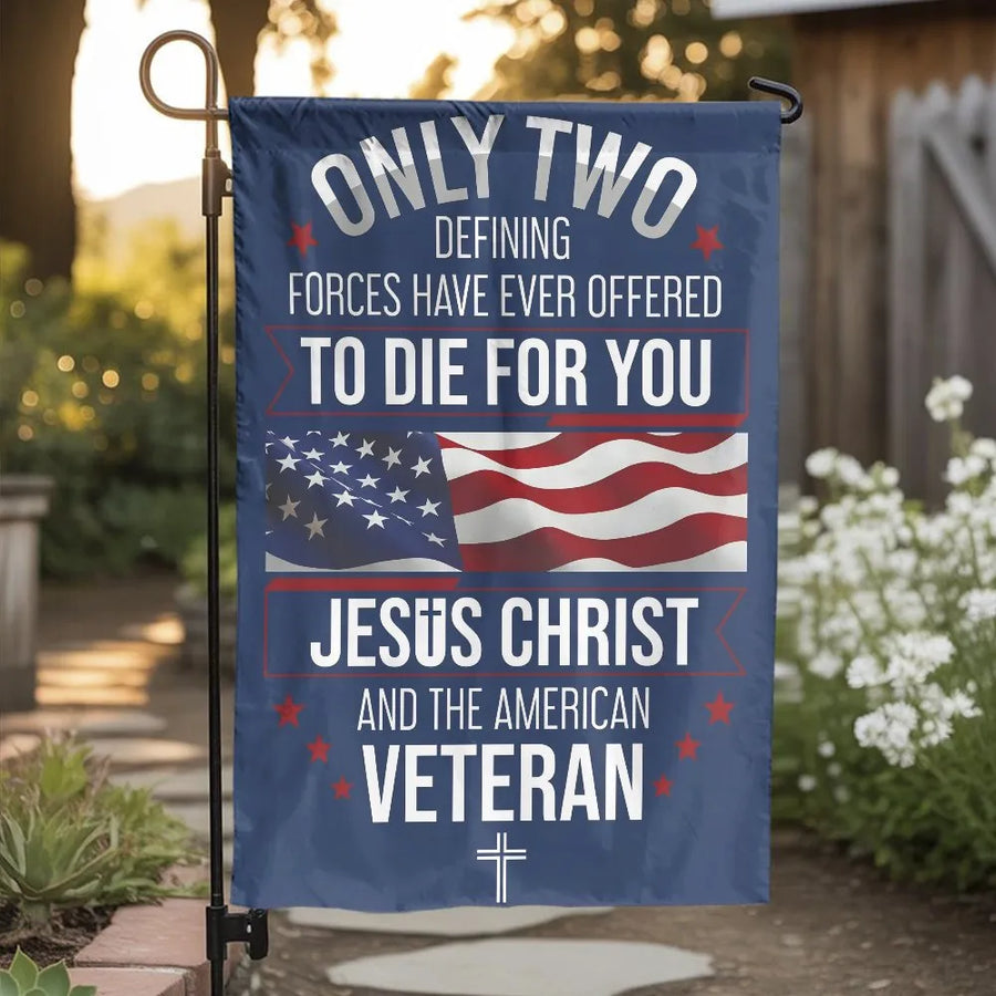 Veteran Christian Garden Flag | Patriotic American Flag Design | Weather Resistant Polyester | Military Family Home Decor Gift