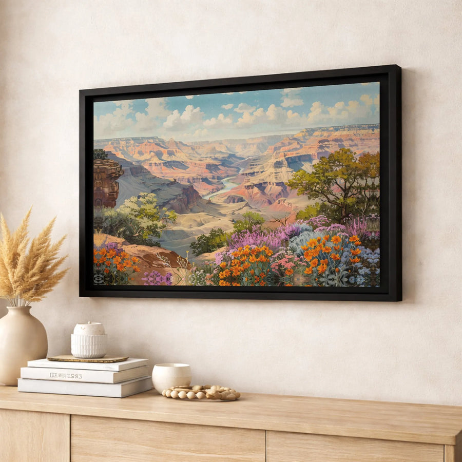 Grand Canyon Canvas Wall Art | Colorful Landscape Wildflower Print | Premium Gallery Wrapped 1.25" Profile | Nature Lover Home Decor Gift