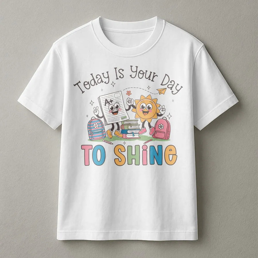 Testing Day Teacher Shirt | Retro Motivational 'To Shine' Graphic | Soft Cotton Tee | State Testing Gift for Teacher Team