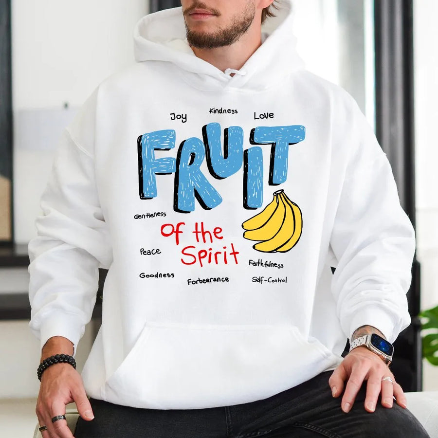 Fruit of the Spirit Hoodie | Hand-Drawn Bible Verse Graphic | Soft Breathable Cotton | Inspirational Christian Gift for Men & Women